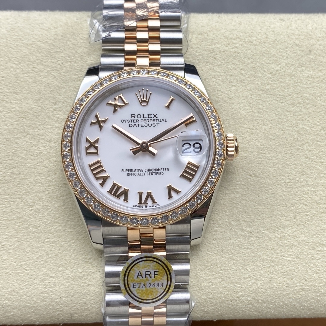 Rolex-Datejust 278381 Ladies 31mm Jubilee Diamonds Stainless Steel/Rose Gold White Dial Roman Markers ARF ETA2688 Automatic