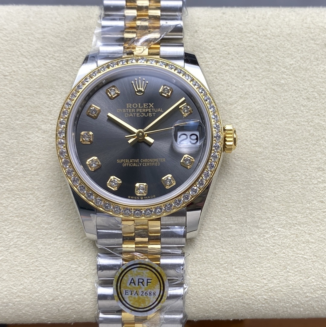 Rolex-Datejust 278383 Ladies 31mm Jubilee Diamonds Stainless Steel/Yellow Gold Dark Grey Dial Diamonds Markers ARF ETA2688 Automatic