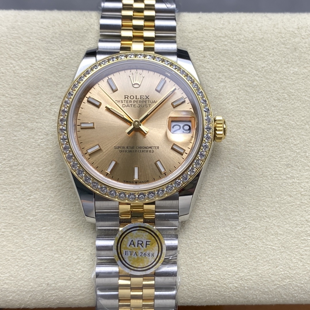 Rolex-Datejust 278383 Ladies 31mm Jubilee Diamonds Stainless Steel/Yellow Gold Champagne(Gold) Dial Stick Markers ARF ETA2688 Automatic