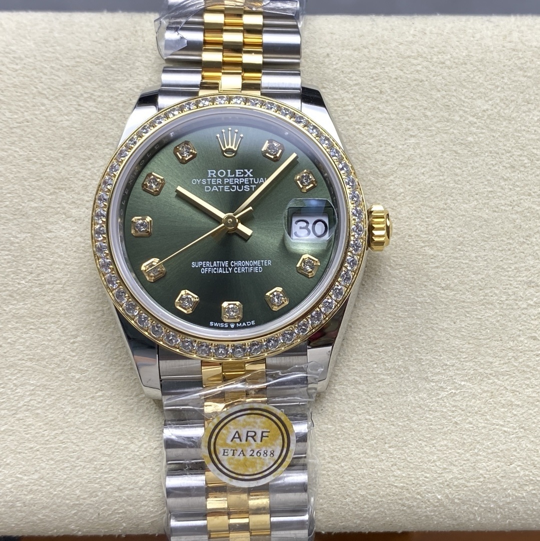 Rolex-Datejust 278383 Ladies 31mm Jubilee Diamonds Stainless Steel/Yellow Gold Olive Green Dial Diamonds Markers ARF ETA2688 Automatic
