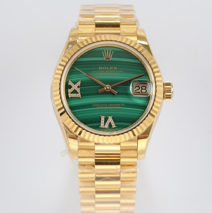 Rolex-Datejust 278278 Ladies 31mm Oyster Yellow Gold/Yellow Gold Malachite Dial Roman Diamonds Markers EWF A2236 Automatic