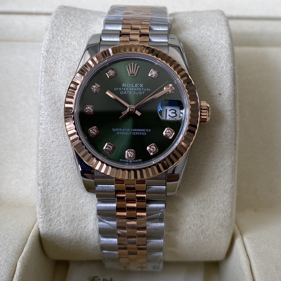 Rolex-Datejust 279171 Ladies 31mm Jubilee Stainlesss Steel/Rose Gold Mint Green Dial Diamonds Markers A+F A2236 Automatic