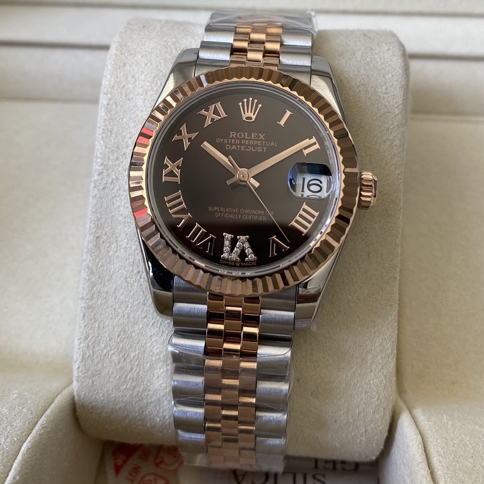 Rolex-Datejust 278271 Ladies 31mm Jubilee Stainless Steel/Rose Gold Dark Grey Dial Roman Markers A+F A2236 Automatic