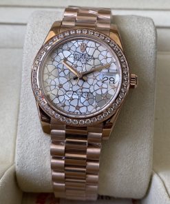 Rolex-Datejust 278285 Ladies 31mm Oyster Diamonds Rose Gold Silver Floral Dial A+F A2236 Automatic