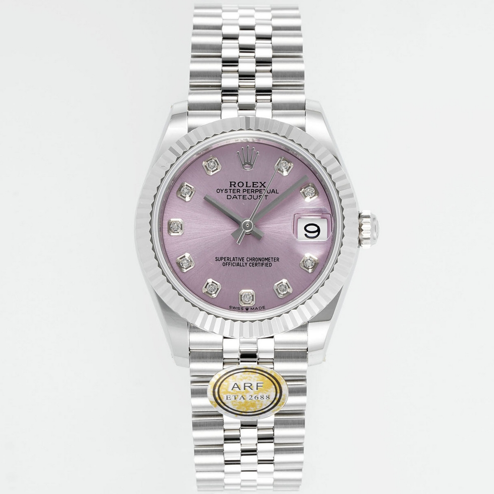 Rolex-Datejust 278384 Ladies 31mm Jubilee Stainless Steel/Steel Sundust Pink Dial Diamonds Markers ARF A2236 Automatic