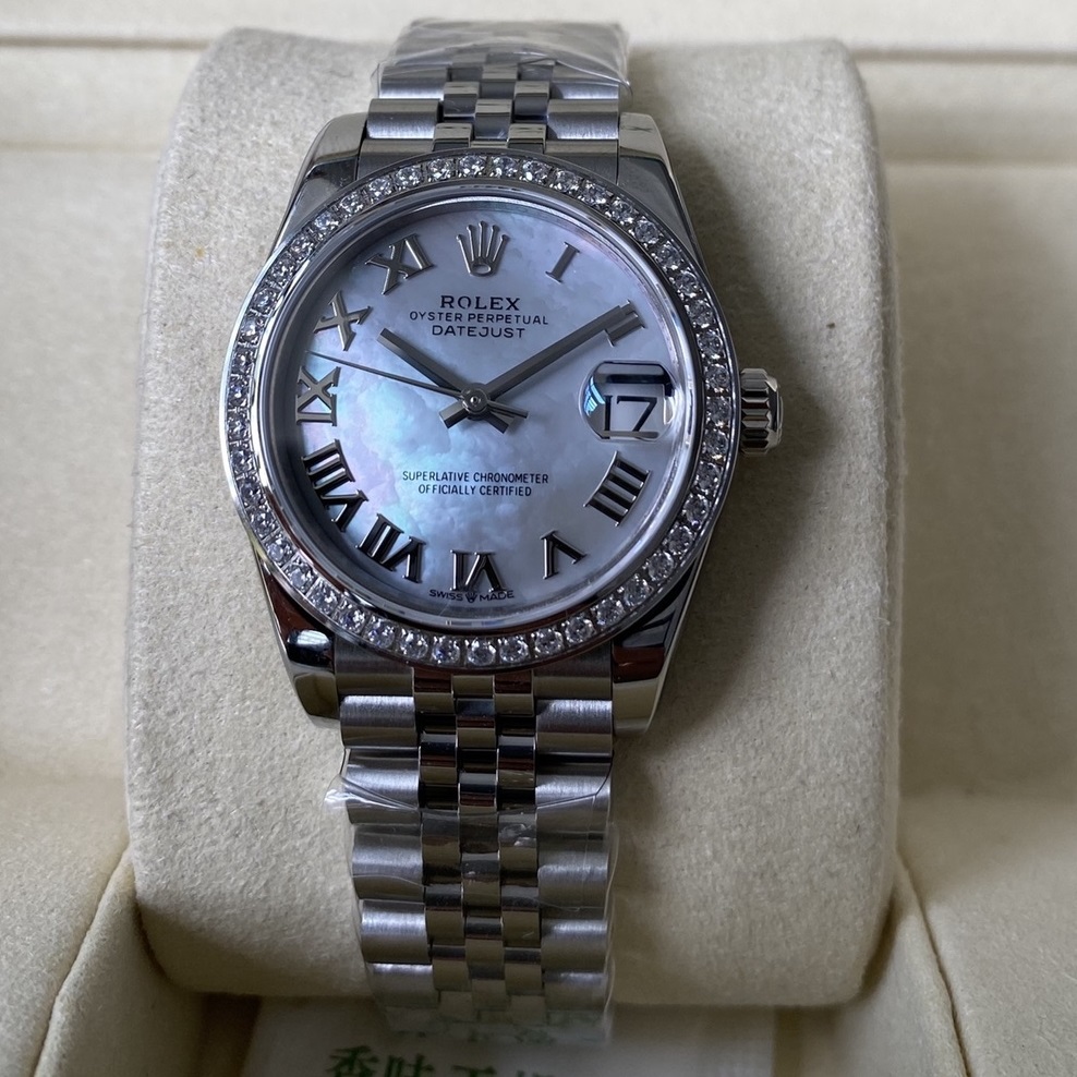 Rolex-Datejust 278384 Ladies 31mm Jubilee Diamonds Stainless Steel/Steel Mother-Of-Pearl Dial Roman Markers A+F A2236 Automatic