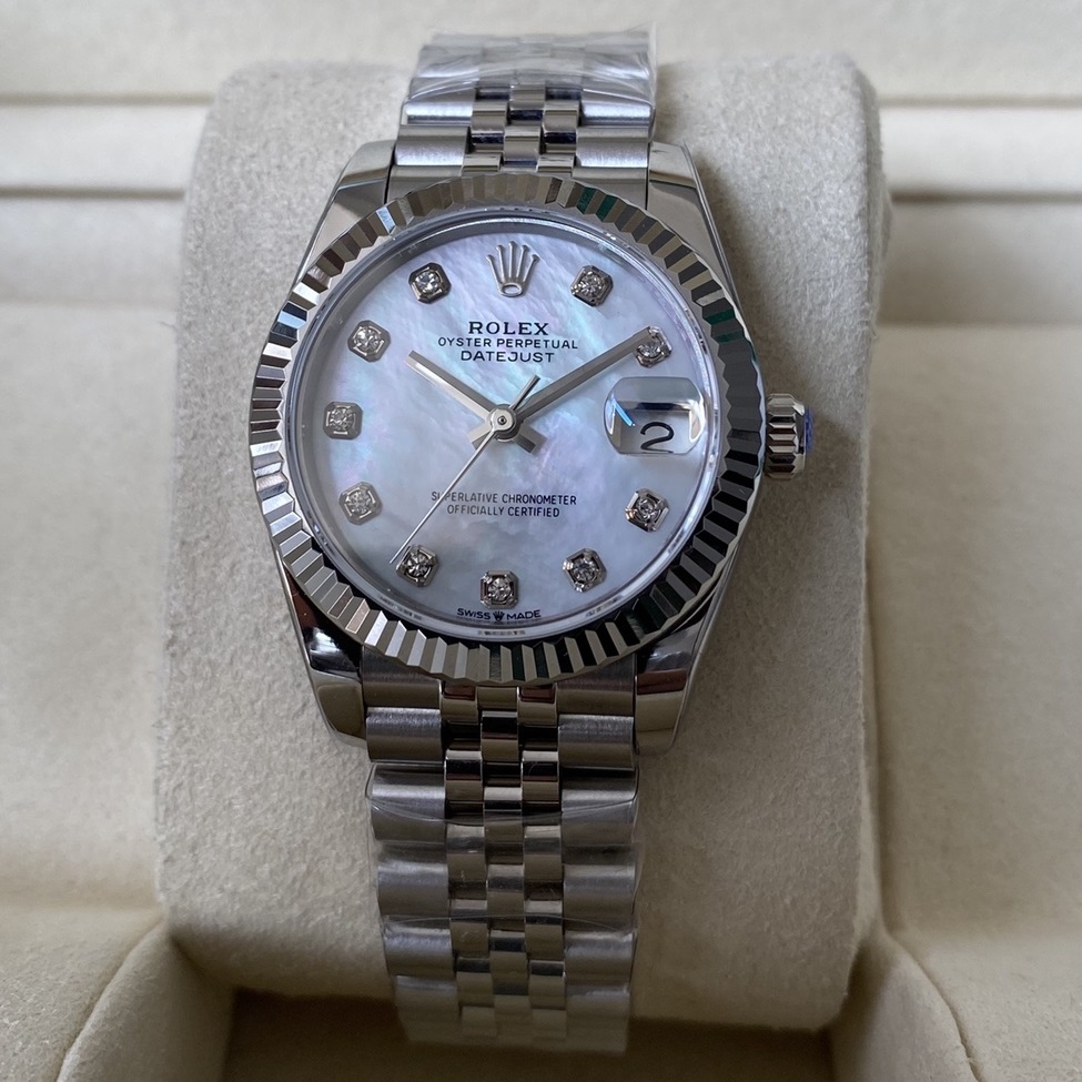 Rolex-Datejust 278274 Ladies 31mm Jubilee Stainless Steel/Steel Mother-Of-Pearl Dial Diamonds Markers A+F A2236 Automatic