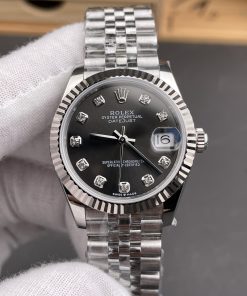 Rolex-Datejust 278274 Ladies 31mm Jubilee Stainless Steel/Steel Dark Grey Dial Diamonds Markers A+F A2236 Automatic