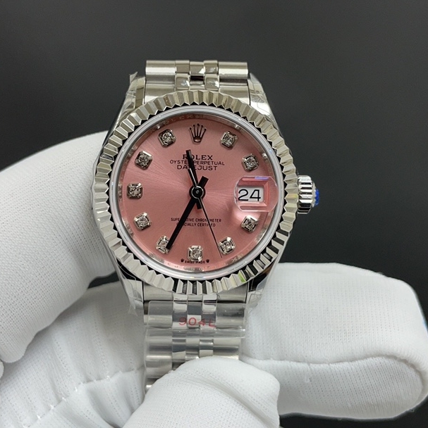 Rolex-Datejust 279174 Ladies 28mm Jubilee Stainless Steel/Steel Pink Dial Diamonds Markers GSF A2236 Automatic