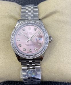Rolex-Datejust 279384 Ladies 28mm Jubilee Diamonds Stainless Steel/Steel Pink Dial Diamonds Markers GSF A2236 Automatic