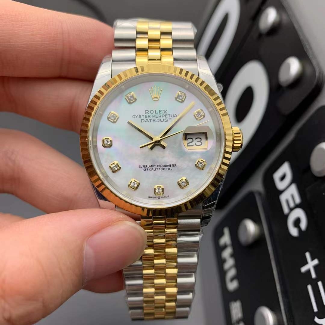 Rolex-Datejust 126233 36mm Jubilee Yellow Gold/Steel Mother-Of-Pearl Dial Diamond Markers ARF VR3235 Automatic
