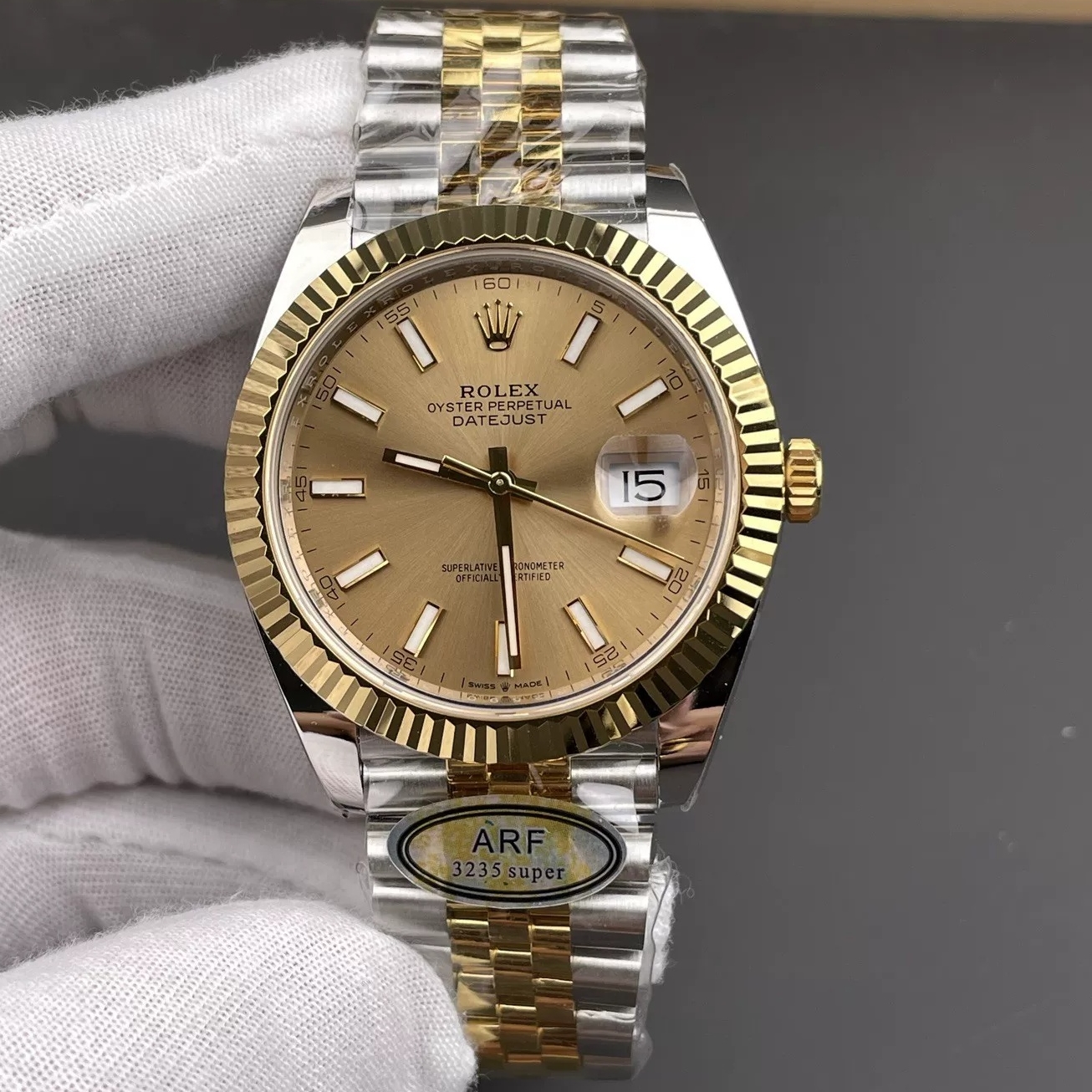 Rolex-Datejust 126333 41mm Jubilee Yellow Gold/Steel Chamepagn Dial Stick Markers ARF DD3235 Automatic(Tungsten Heavy Version)