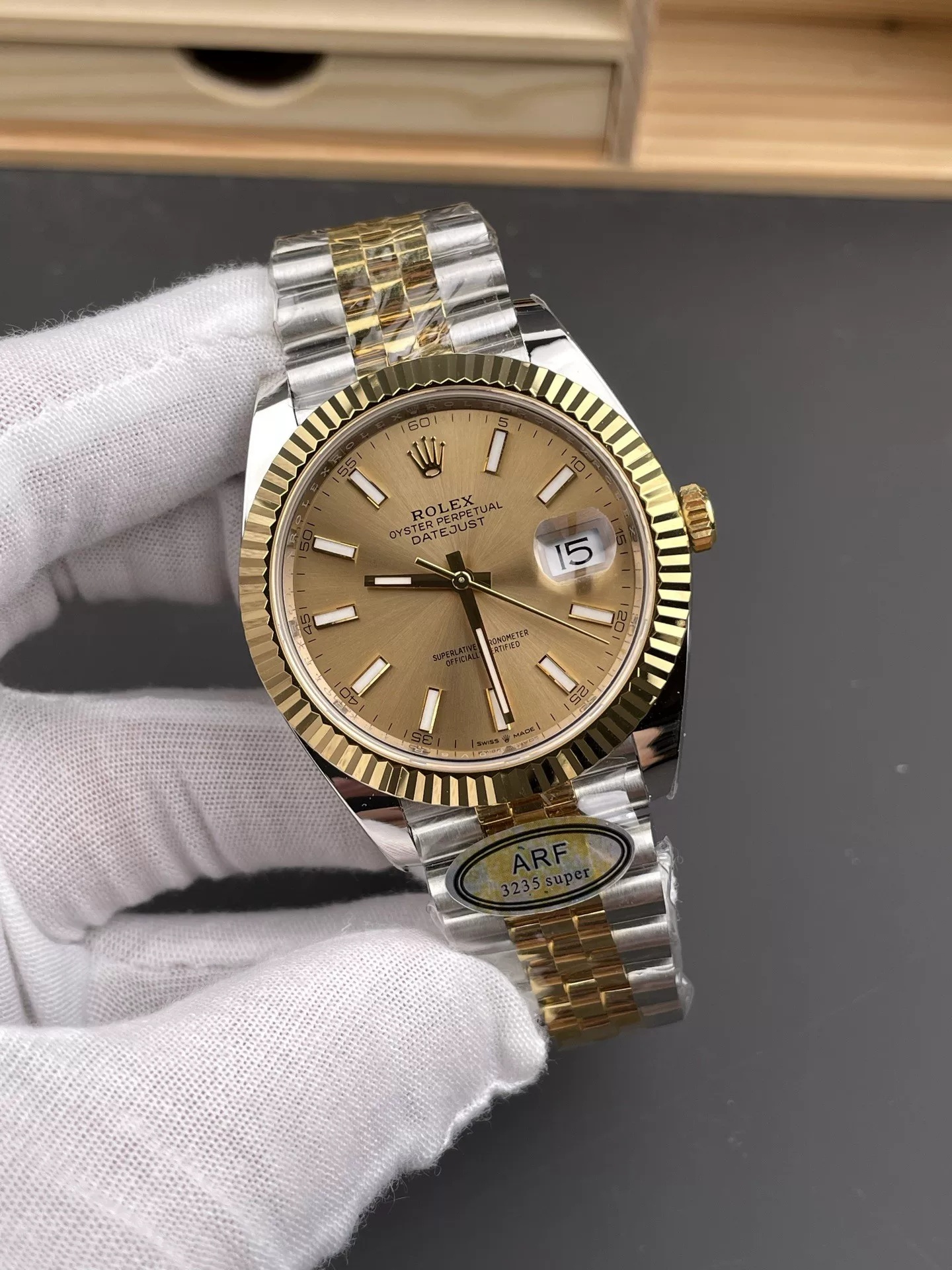 Rolex-Datejust 126333 41mm Jubilee Yellow Gold/Steel Chamepagn Dial Stick Markers ARF DD3235 Automatic(Tungsten Heavy Version) - Image 2