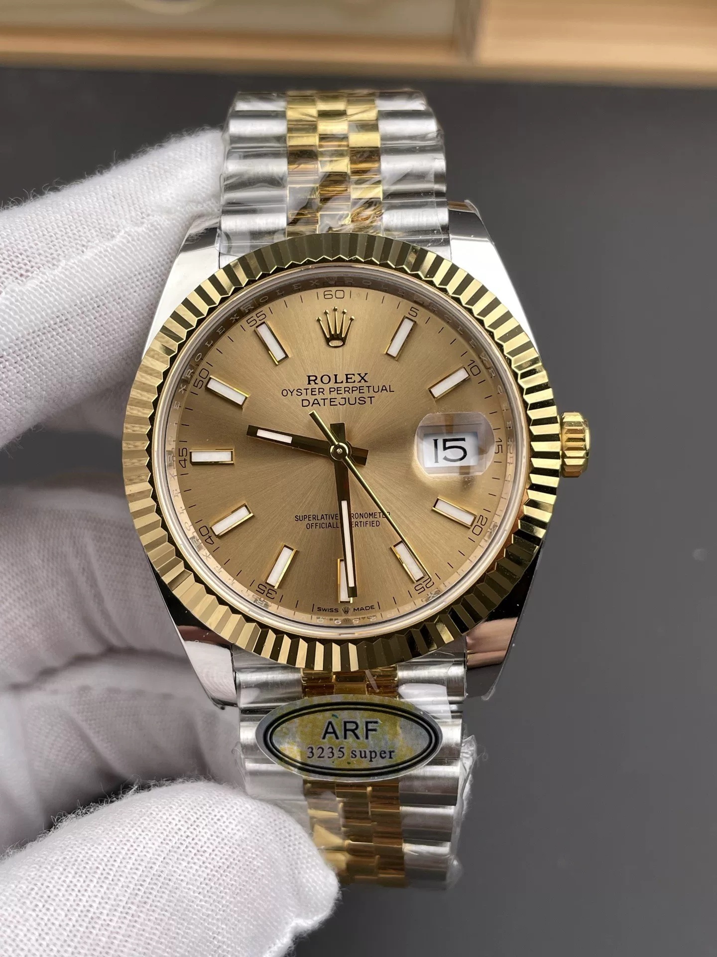 Rolex-Datejust 126333 41mm Jubilee Yellow Gold/Steel Chamepagn Dial Stick Markers ARF DD3235 Automatic(Tungsten Heavy Version) - Image 3