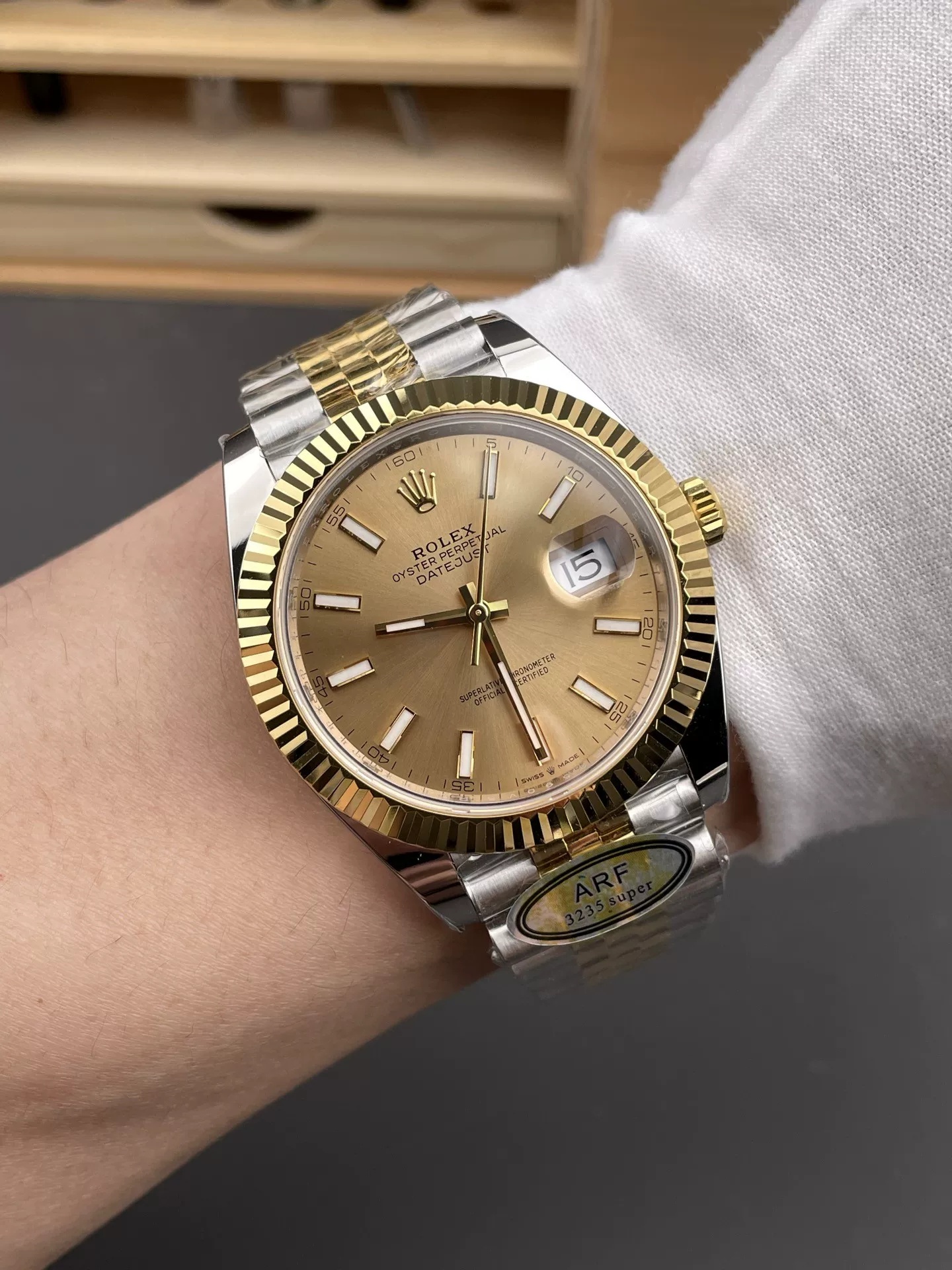 Rolex-Datejust 126333 41mm Jubilee Yellow Gold/Steel Chamepagn Dial Stick Markers ARF DD3235 Automatic(Tungsten Heavy Version) - Image 8
