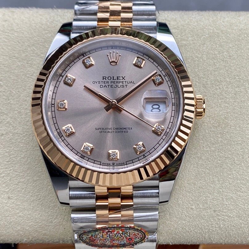 Rolex-Datejust 126331 41mm Jubilee Rose Gold/Steel Sundust Dial Diamonds Markers Clean DD3235 Automatic